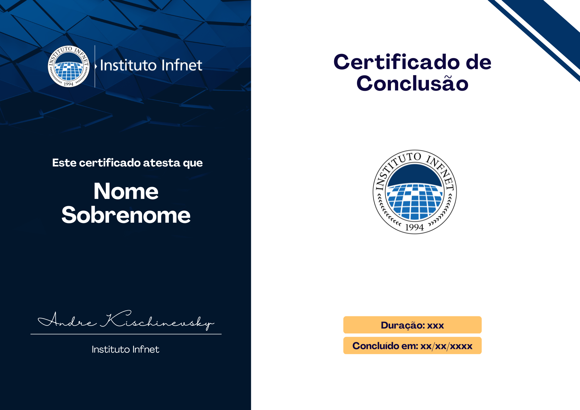 Certificado dos cursos de tecnologia do Infnet Academy